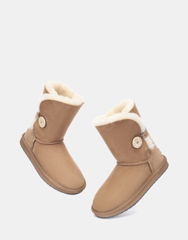 EVERAU - Australian Shepherd Ugg Short Button Sheepskin Upper UGG Boots
