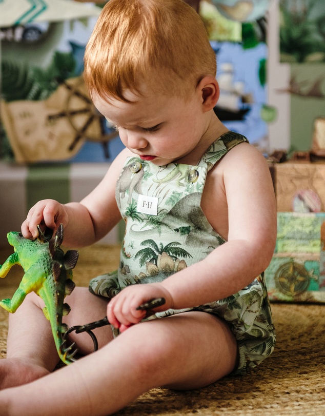 Fleur Harris - 'Prehistorica' Brontis Romper in Olive Leaf