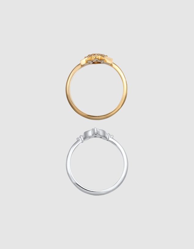 Elli Jewelry - Ring Set Zirconia Sun and Moon 925 Sterling Silver