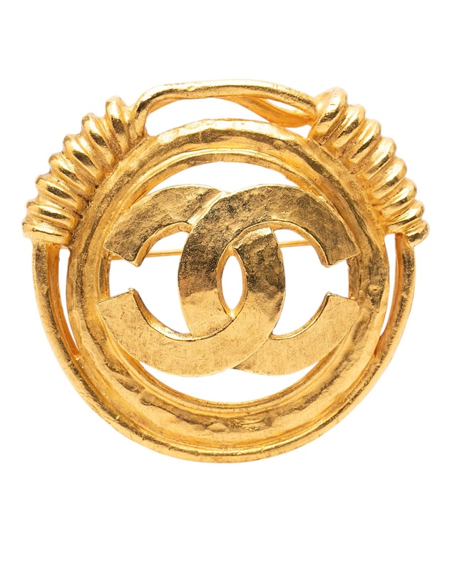 Pre-Loved by Azura Reborn - Pre-Loved Gold Plated CC Spring Round Brooch