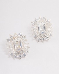 Lovisa - Silver Plated Statement Cubic Zirconia Stud Earrings