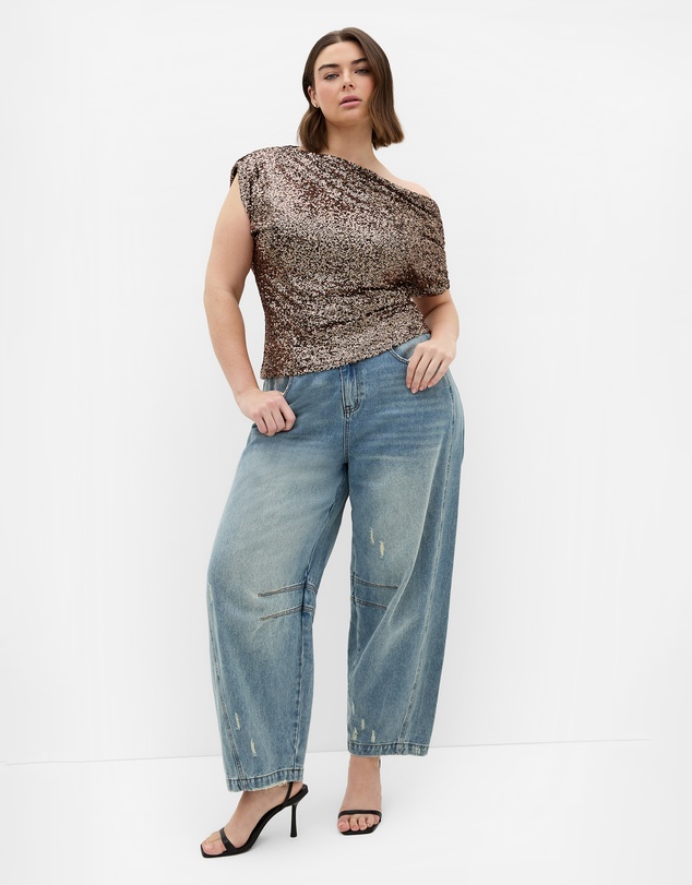 City Chic - Plus size Adorn Sequin Top - gold