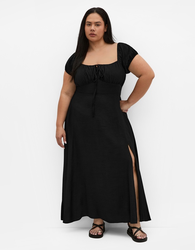 City Chic - Plus size Abbigail Split Maxi Dress - black
