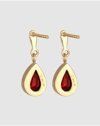 Elli Jewelry - Earrings Ear Hanger Drop Elegant with Garnet in 925 Sterling Silver gold plated