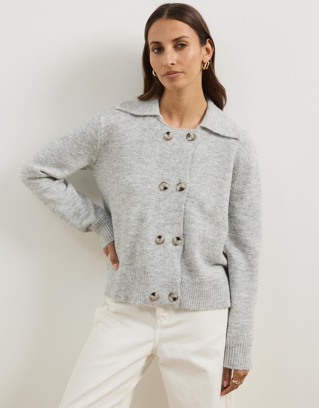 Atmos&Here - Aspen Knit Wrap Cardigan With Collar