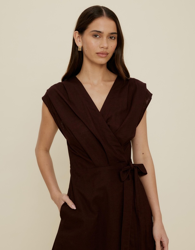 The Fated - Tuck Bodice Sleeveless Midi Dress