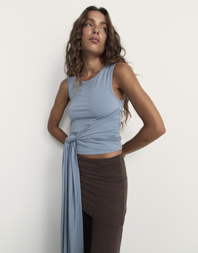Pinky & Kamal - 3/4 Belted Wrap Around Tank