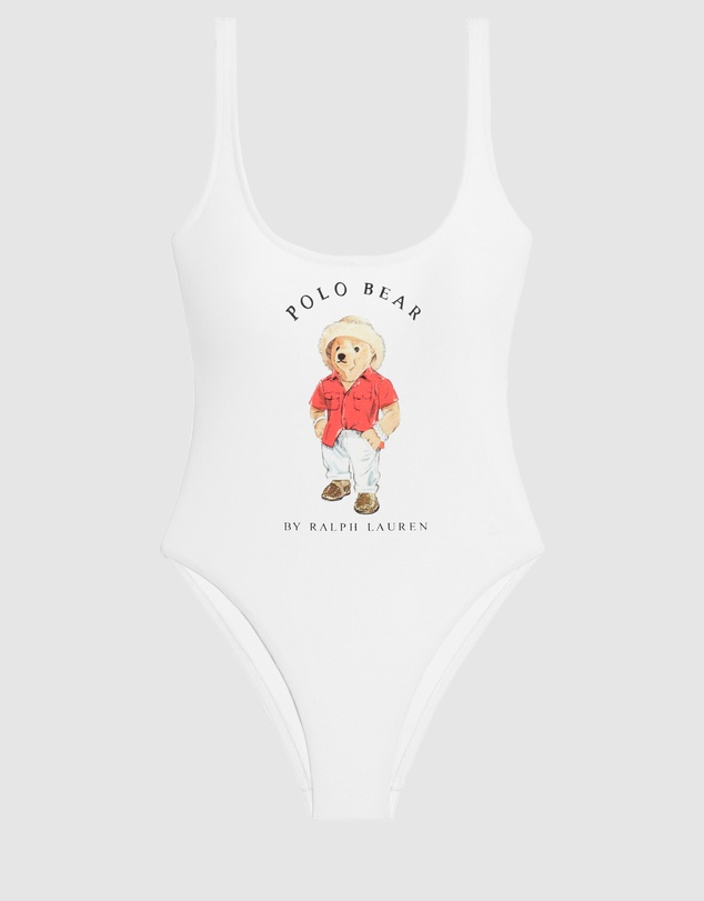 Polo Ralph Lauren - Terry Polo Bear Print High Leg Swimsuit