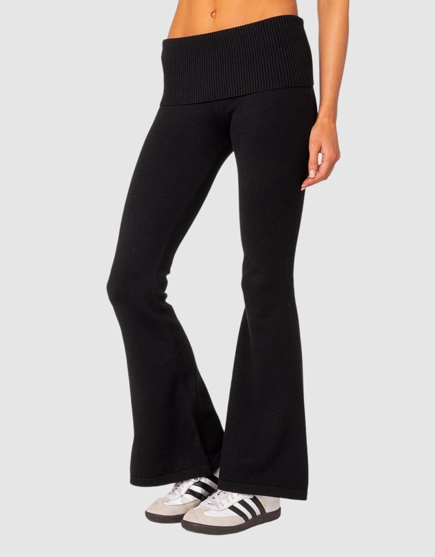 EDIKTED - Desiree Knitted Low Rise Fold Over Pants