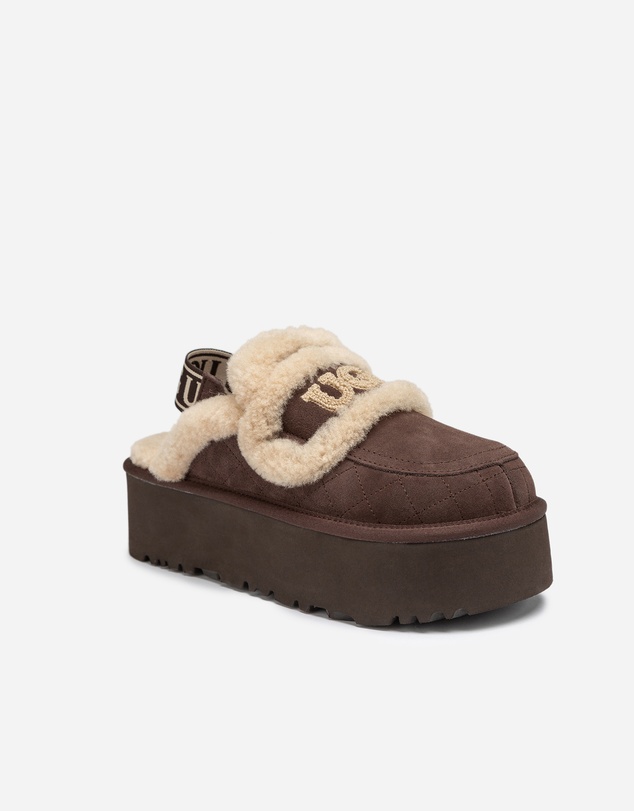 Ozwear Connection Uggs - Ugg Violet Matelassé Shearling Super Platform (6cm) Slipper (Elastic Logo) (Detachable Feature)