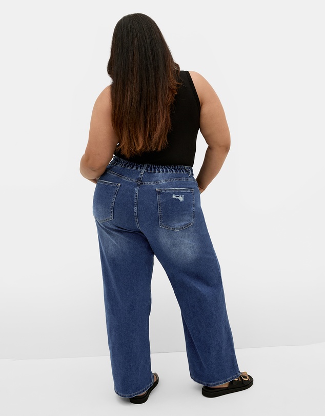 City Chic - Plus size Harley Fit Lora Wide Leg Jean - mid wash