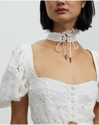 Asilio - Tiered Puff Sleeve Broderie Mini Dress