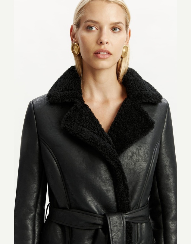 Bardot - Vegan Leather Shearling Coat
