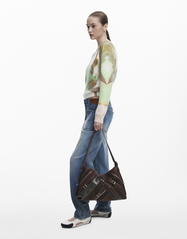 Desigual - Medium shoulder bag with stitching