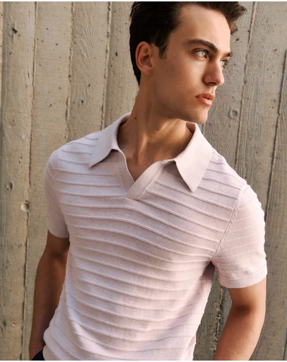 Trenery - Cotton Silk Textured Polo in Orchid