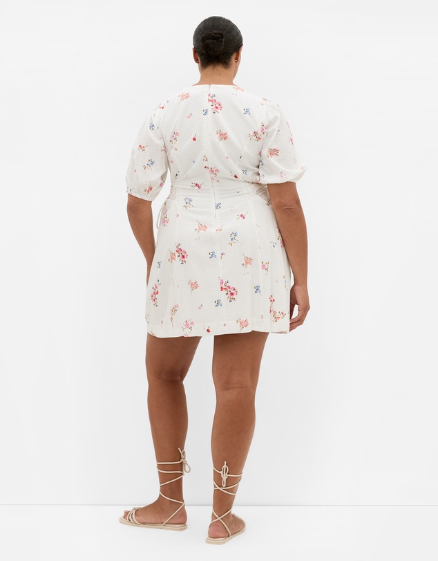 City Chic - Plus size Briella Petal Print Mini Dress - ivory