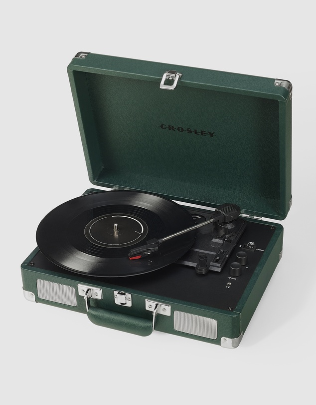 Crosley - Crosley Cruiser Bluetooth Portable Turntable - Emerald Green + Bundled Crosley Record Storage Crate