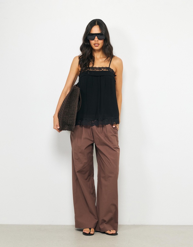 AERE - Lizzie High Waisted Poplin Pants