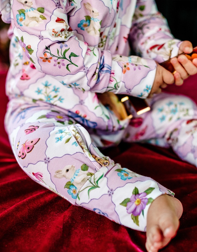 Fleur Harris - 'Woodland Grid' Precious Frill Coverall in Sweet Lilac