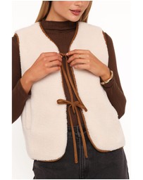 Petal & Pup - Laila Tie Front Vest - Cream Shearling
