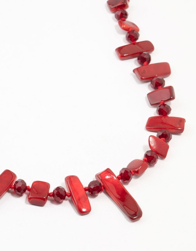 Lovisa - Red Genuine Shell Bead Layered Necklace