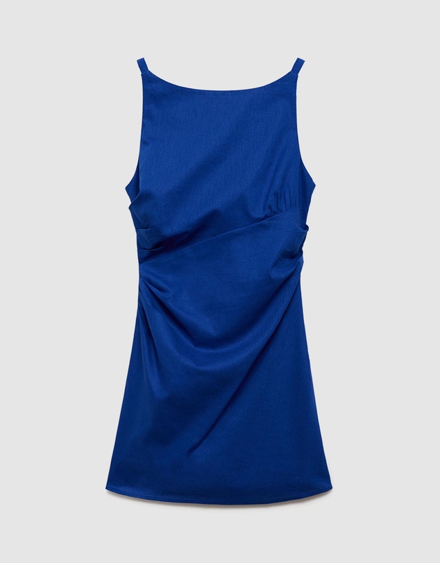 M.N.G - Linen Cotton Blend Draped Dress