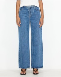 Dazie - Budapest Tie Front Low Rise Straight Leg Jeans