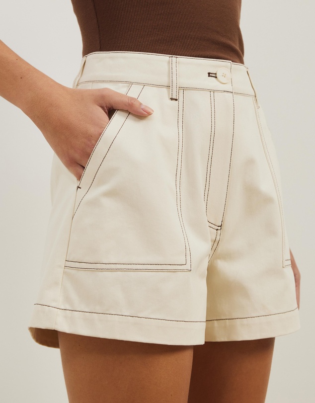 Atmos&Here - Cara Contrast Stitch Twill Shorts