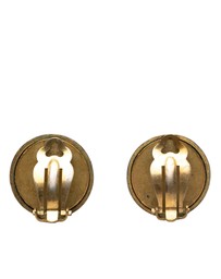 Pre-Loved by Azura Reborn - Pre-Loved Gold Plated and Acrylic Logo Round Button Clip On Earrings