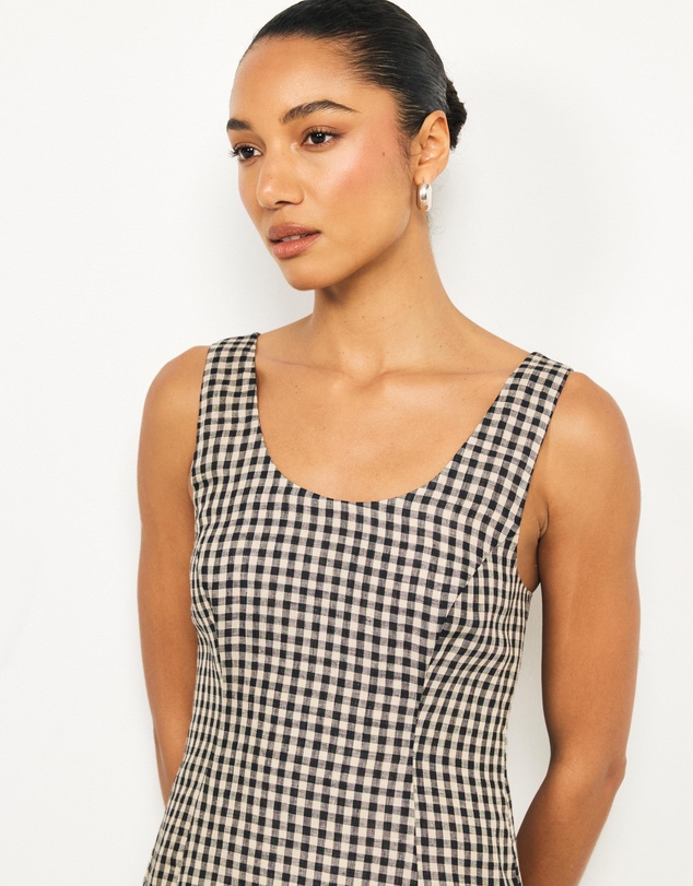 AERE - Ciela Gingham Linen Mini Dress