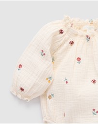 Purebaby - Embroidered Bodysuit -Kids-Babies