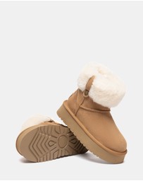 EVERAU - Australian Shepherd Ugg Mini Eleny Platform Cow Suede Upper UGG Boots