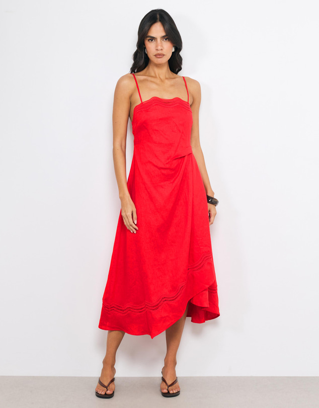 AERE - Dita Trim Asym Hem Midi Dress
