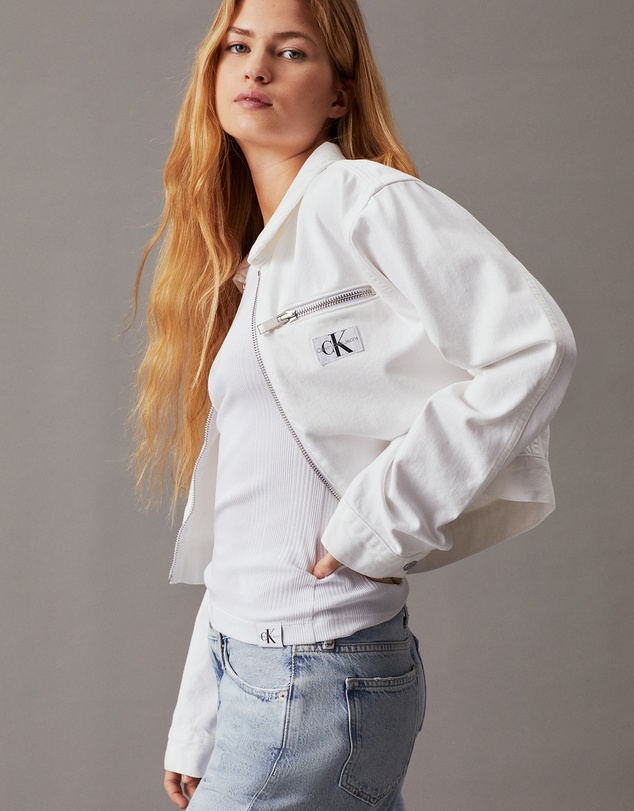 Calvin Klein Jeans - Cropped Zip Up Denim Jacket