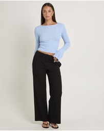 Subtitled - Hally Boat Neck Long Sleeve Knit Top
