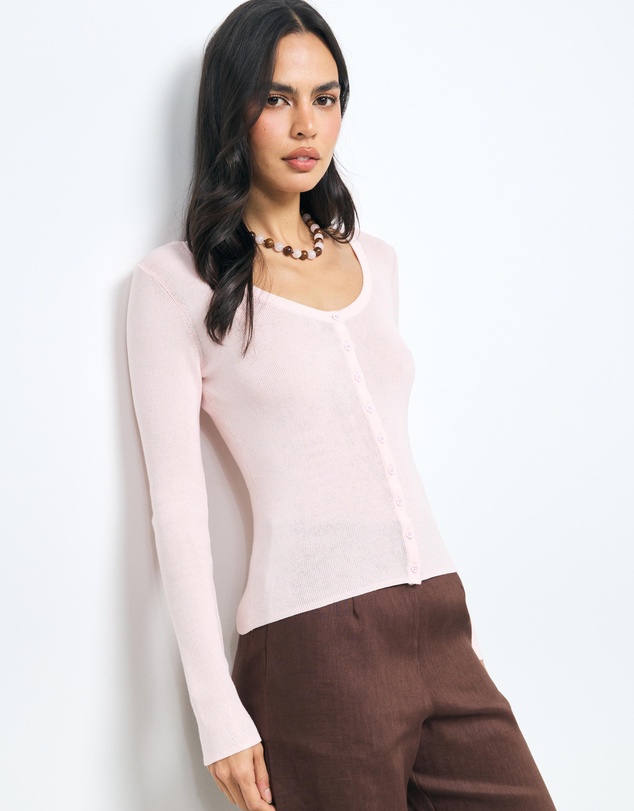 AERE - Lyla Organic Cotton Knit Cardigan