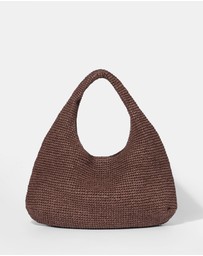 & Other Stories - Leather-Piping Straw Shoulder Bag