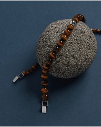 Najo - Atlas 10mm Tiger Eye & Steel Bracelet