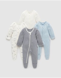 Purebaby - 4 Pack Zip Growsuit-Babies