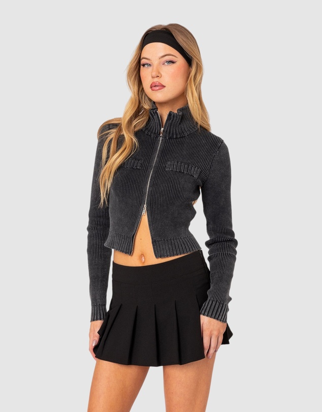 EDIKTED - Torey Washed Zip Up Cardigan