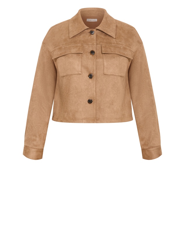 City Chic - Plus size Liza Lightweight Suedette Jacket - caramel