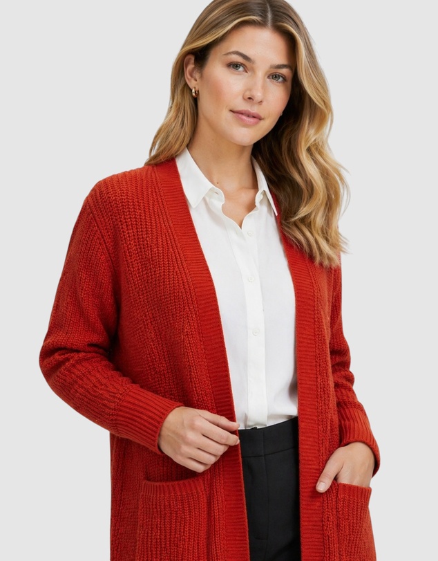 Honey and Beau - V Neck Rib Cardign