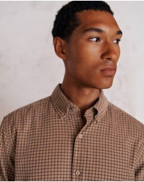 Trenery - Regular Fit Cord Check Shirt in Camel