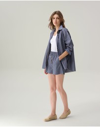 IDA+S - Sybil Striped Cotton Button Down Top