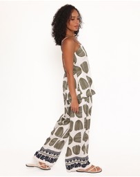 Petal & Pup - Brianna Pant Set - Green Palm Print