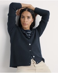 Seasalt - Seasalt Cornwall Navy Makers Jersey Roll Neck Cardigan
