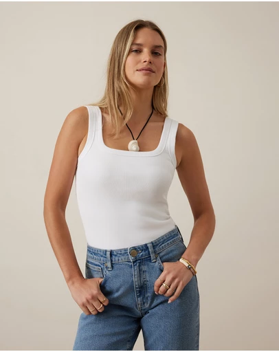 Ceres Life - Zaeli Contour Rib Square Neck Tank