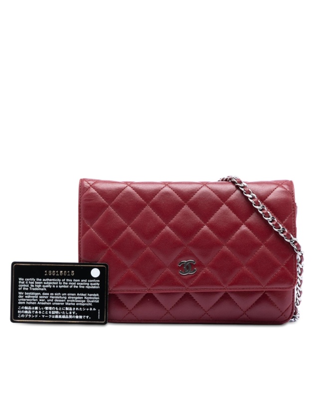 Pre-Loved by Azura Reborn - Pre-Loved CC Quilted Lambskin Wallet on Chain