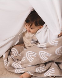 Living Textiles - Chenille Blanket - Rainbow Taupe