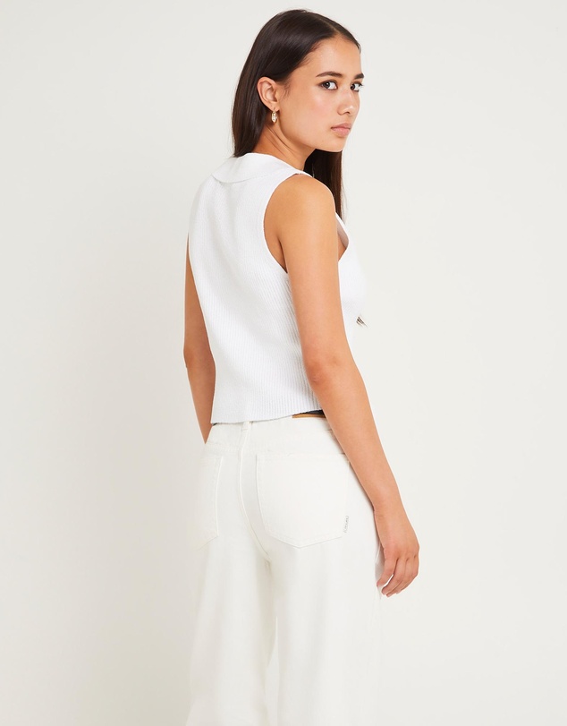 Subtitled - Meryl Ribbed Collar Knit Top